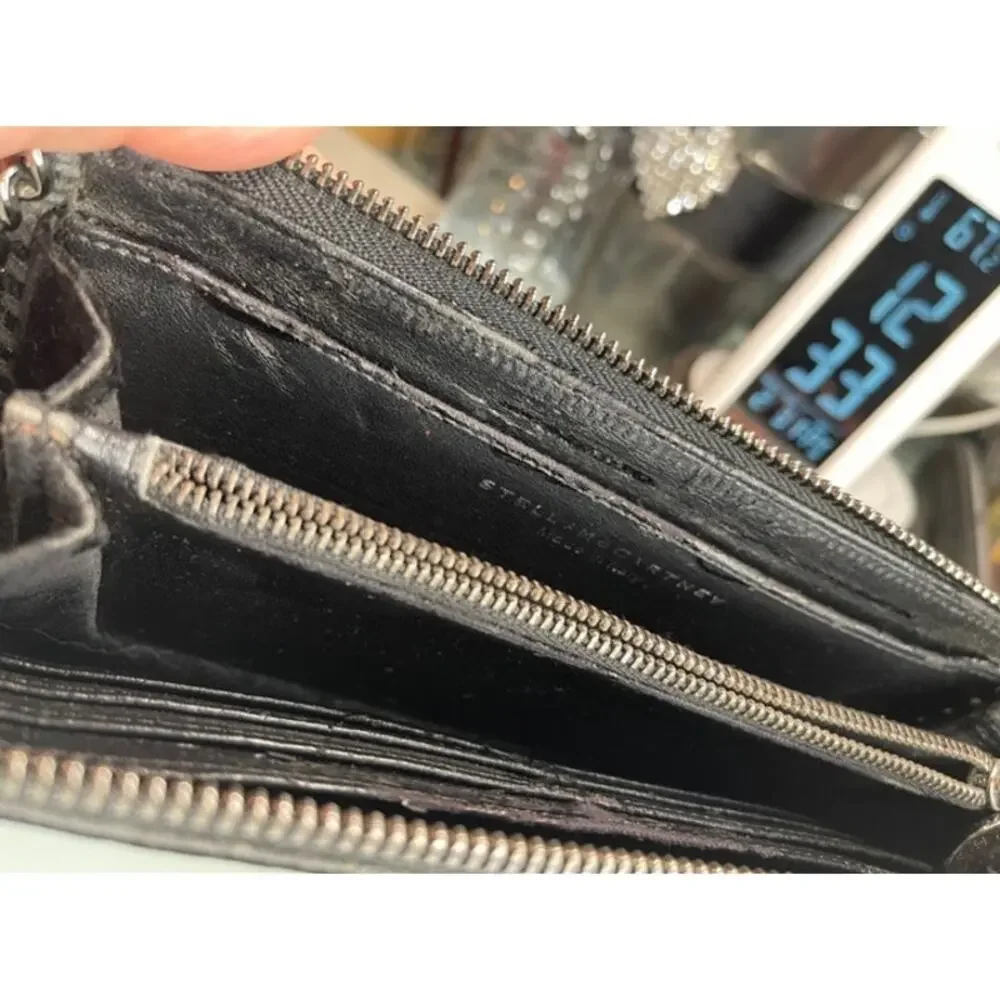 Stella McCartney fallabella black velvet python wallet